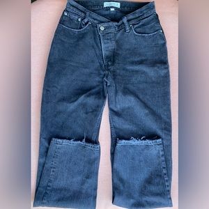 Abercrombie High Rise Criss across waistband straight cut black jeans-size 26 CL